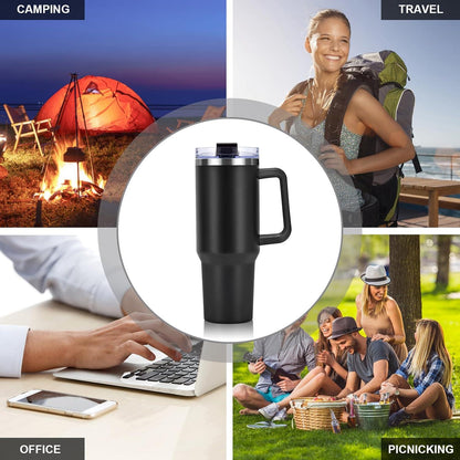 Livole 40oz Trinkbecher Edelstahl Thermobecher mit Strohhalm Henkel