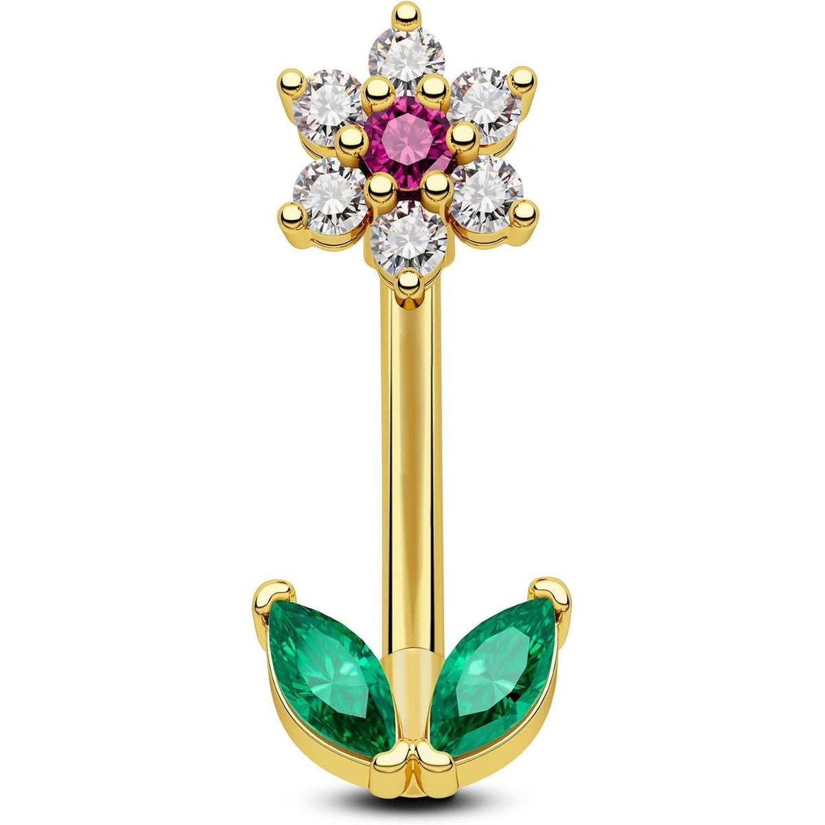 Chirurgenstahl Piercing Schmuck 16G mit Blumen & Blättern, Gold