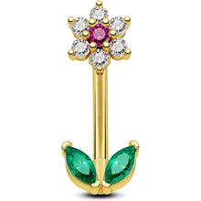 Chirurgenstahl Piercing Schmuck 16G mit Blumen & Blättern, Gold