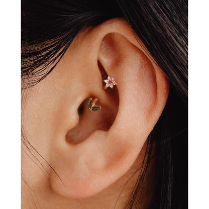 Chirurgenstahl Piercing Schmuck 16G mit Blumen & Blättern, Gold