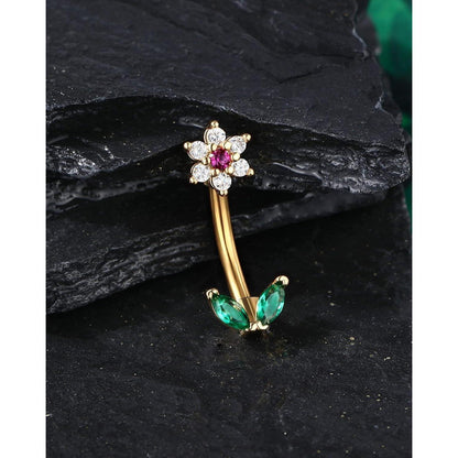 Chirurgenstahl Piercing Schmuck 16G mit Blumen & Blättern, Gold
