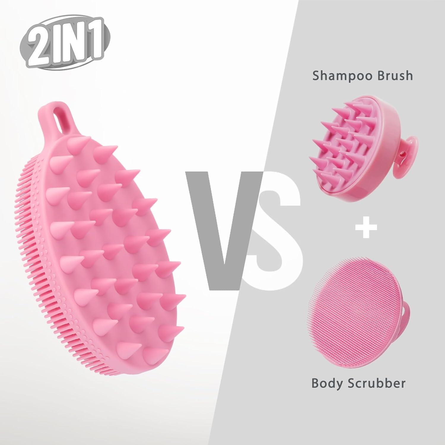 2er-Pack Silikon-Körperschrubber Körperbürste Shampoo-Bürste Schwarz-Rosa