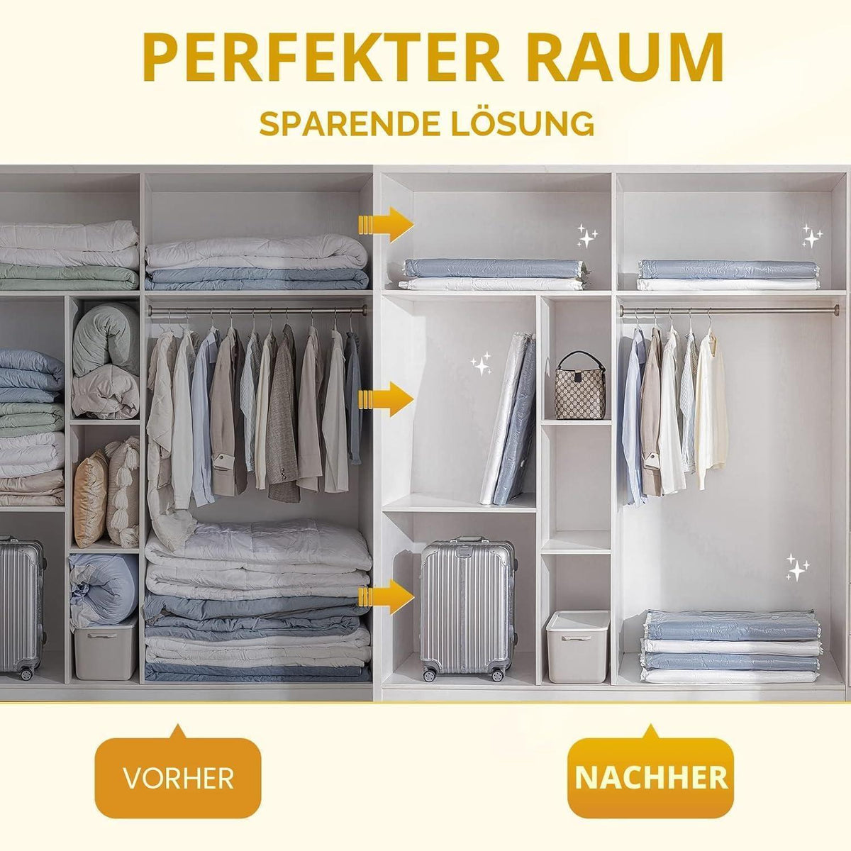 Vakuumbeutel Jumbo XXL – 4er Set für Bettwäsche & Kleidung