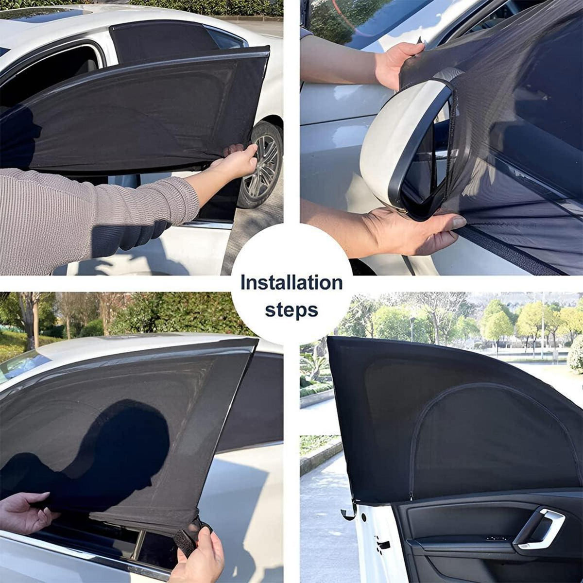 2-teilige Auto-Sonnenschutz-Jalousien mit Reißverschluss
