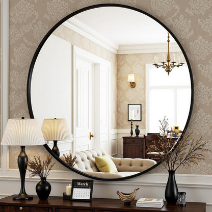 Runder Wandspiegel Schwarz 60cm – Moderner Deko Spiegel für Bad & Wohnzimmer