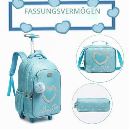 Schultrolley für Mädchen mit Rollen – Blau