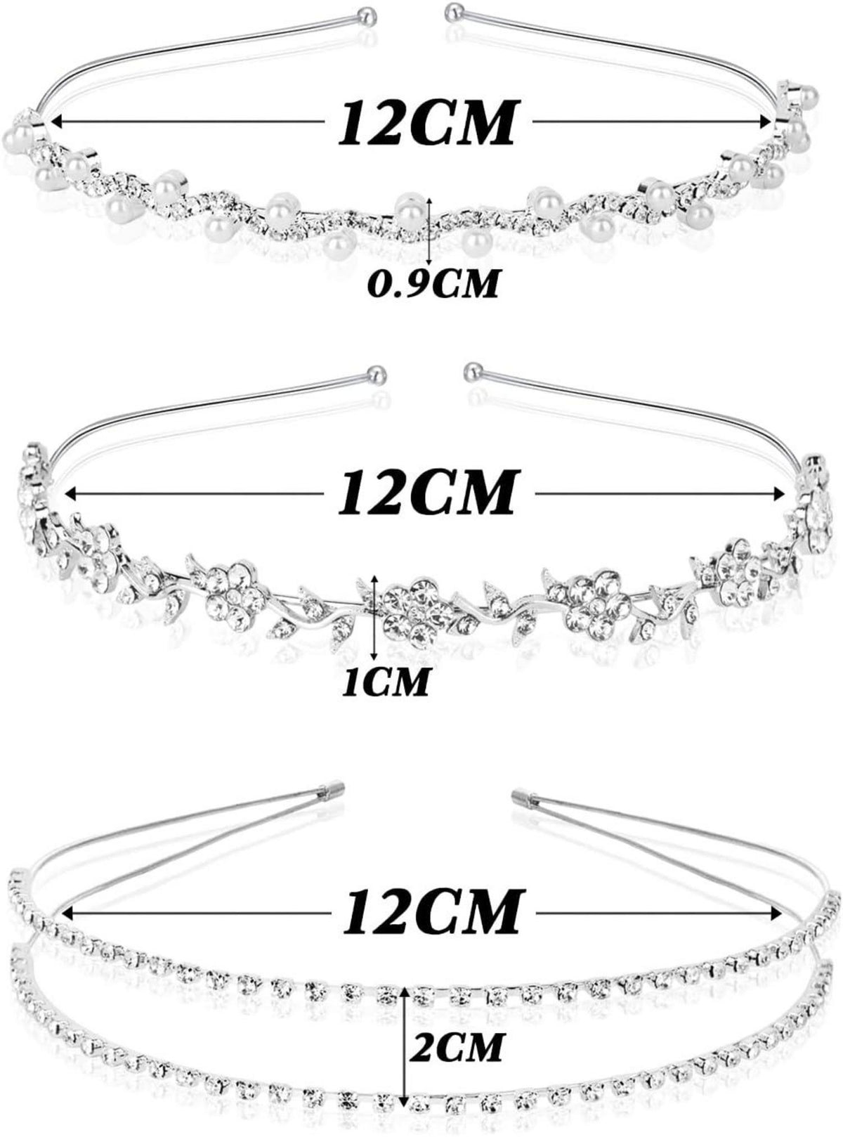 Braut Stirnband 3 Stk Perlen Strass Haarreif Damen Mädchen