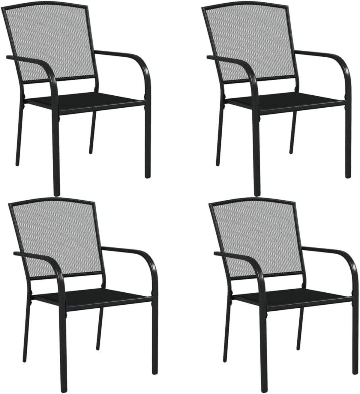 vidaXL Garten Essgruppe 3-TLG. Anthrazit Stahl, Tisch 2 Stühle Stapelbar