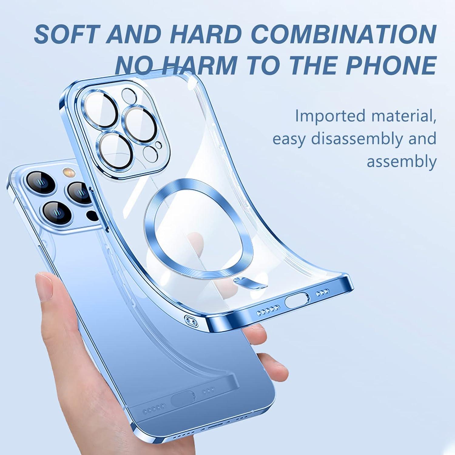 Magnetische iPhone 12 Pro Hülle Magsafe Stoßfest Klar Blau