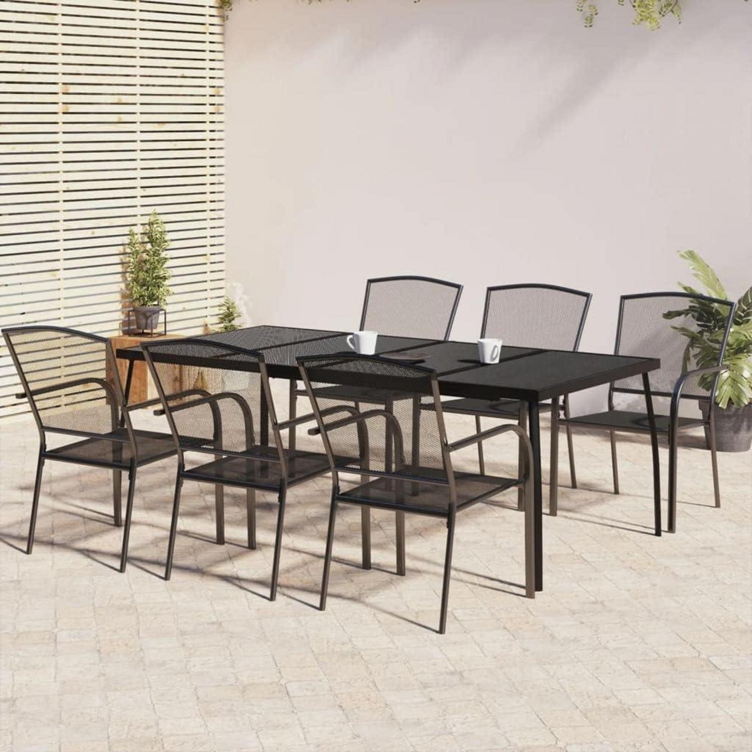 vidaXL Garten Essgruppe 9-TLG., Tisch 8 Stühle Anthrazit