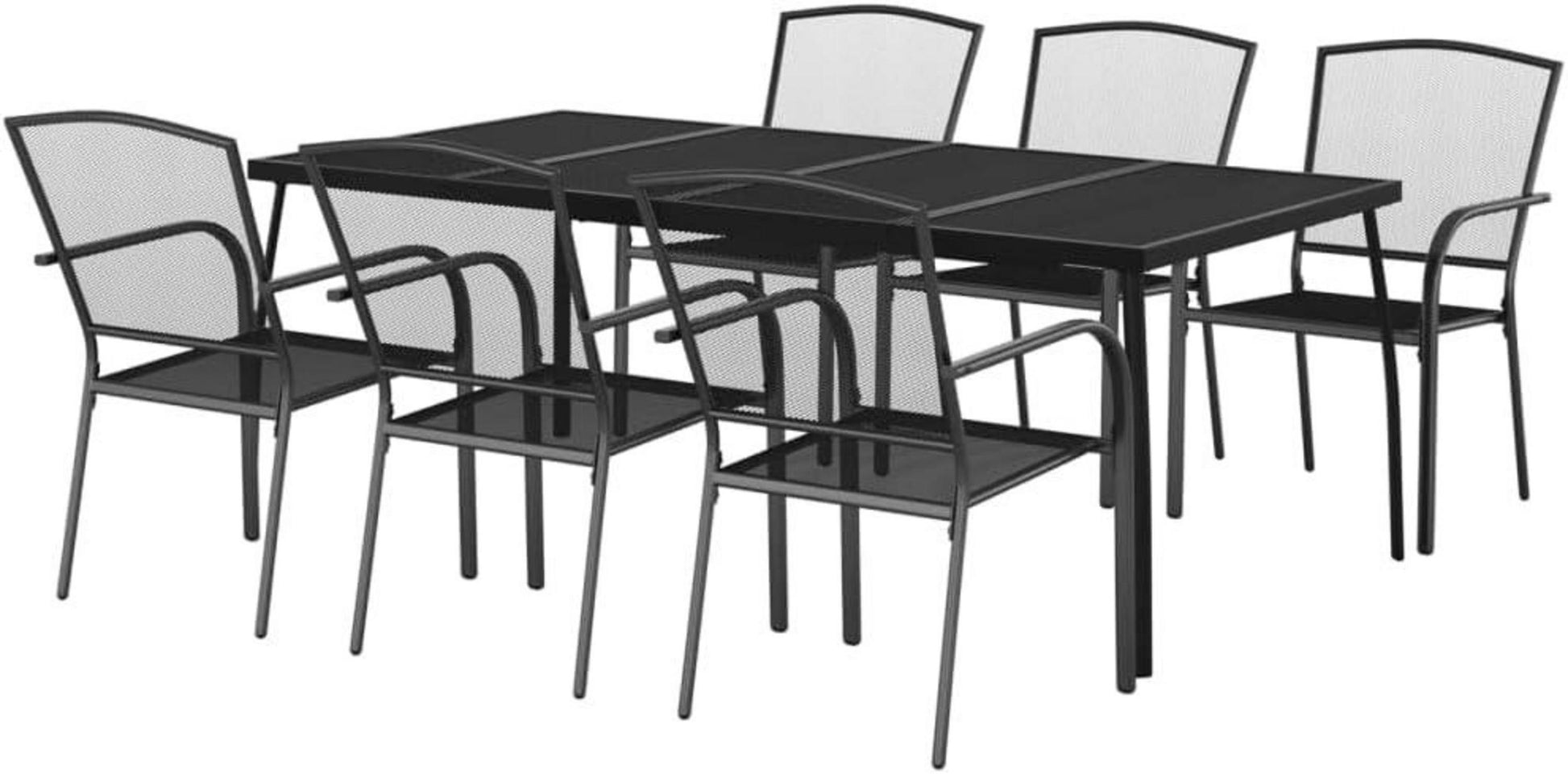 Garten Essgruppe 9-TLG. Tisch 8 Stühle Stapelbar Anthrazit Stahl