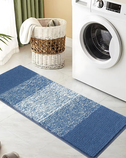 Badematte 45x120cm Blau rutschfeste Wasserabsorbierend Maschinenwaschbar