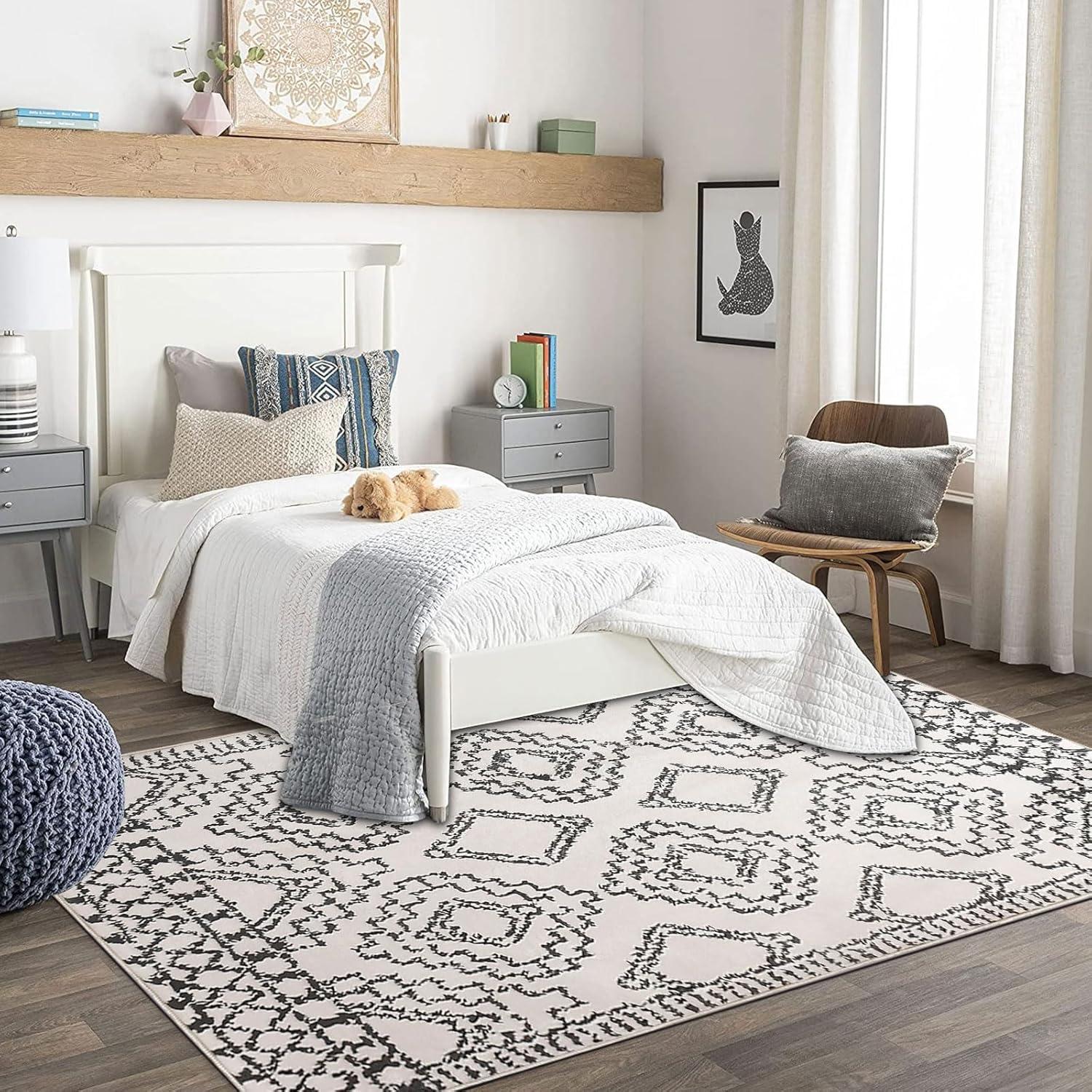 Moderner Beige Teppich Große Weiß Elfenbein/Schwarz 200x250cm