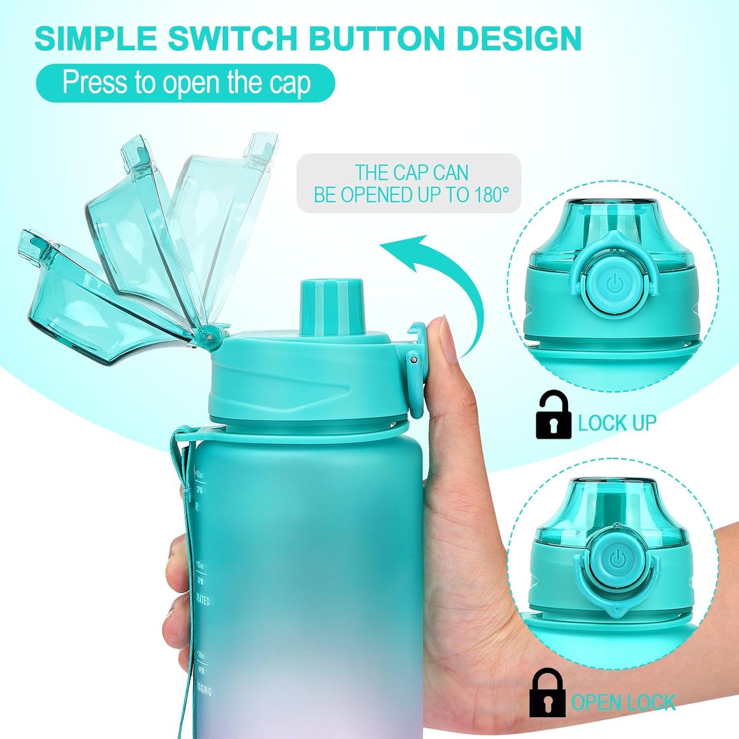 Sport Trinkflasche 1L BPA freie Wasserflasche mit Verschlussdeckel auslaufsicher