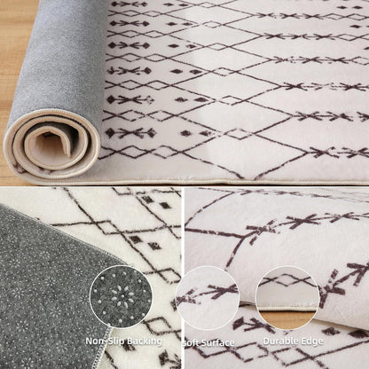 Leesentec Abstrakter Teppich 160x200cm Beige/Elfenbein