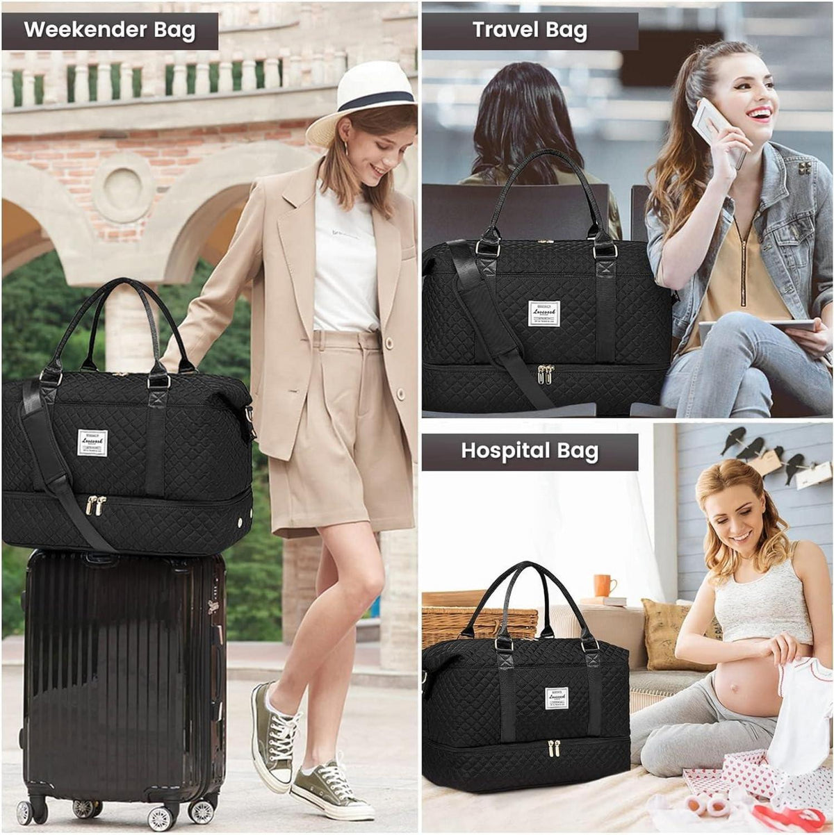 Reisetasche Damen Sporttasche Groß mit Schuhfach Nassfach Weekender