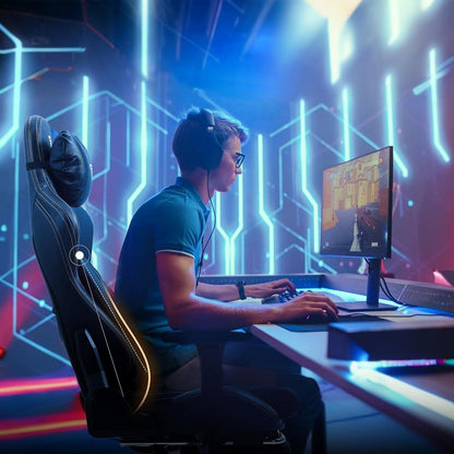 Ergonomischer Gaming Stuhl mit Fußstütze und 3D Armlehnen
