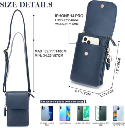 Handytasche Umhängetasche Damen PU Leder Schlüsselanhänger