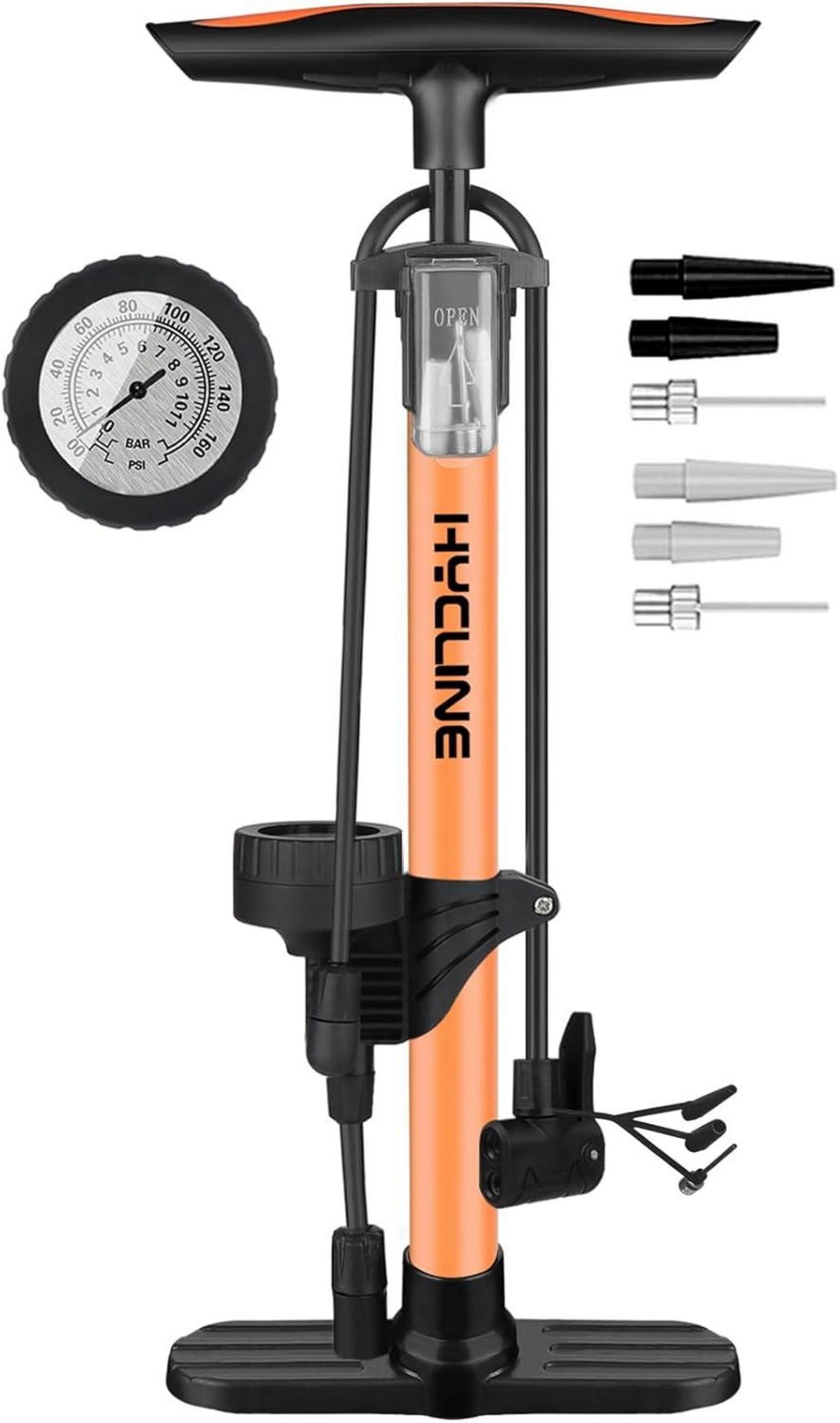 Fahrrad Luftpumpe Hochdruck Standpumpe für alle Ventile 160 PSI