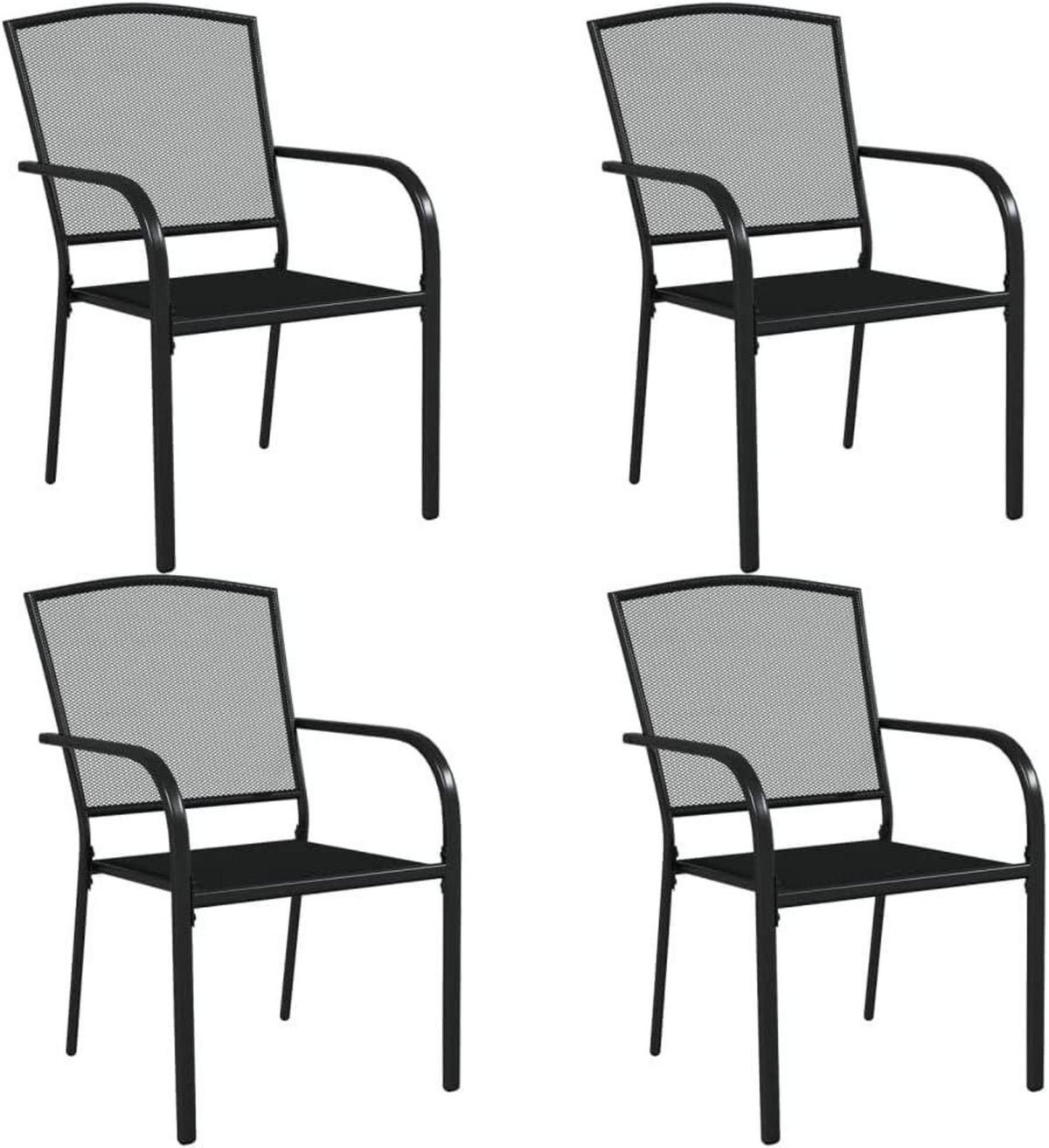 Garten Essgruppe 5-TLG. Tisch 4 Stühle Anthrazit Stahl