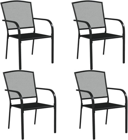 Garten Essgruppe 5-TLG. Tisch 4 Stühle Anthrazit Stahl