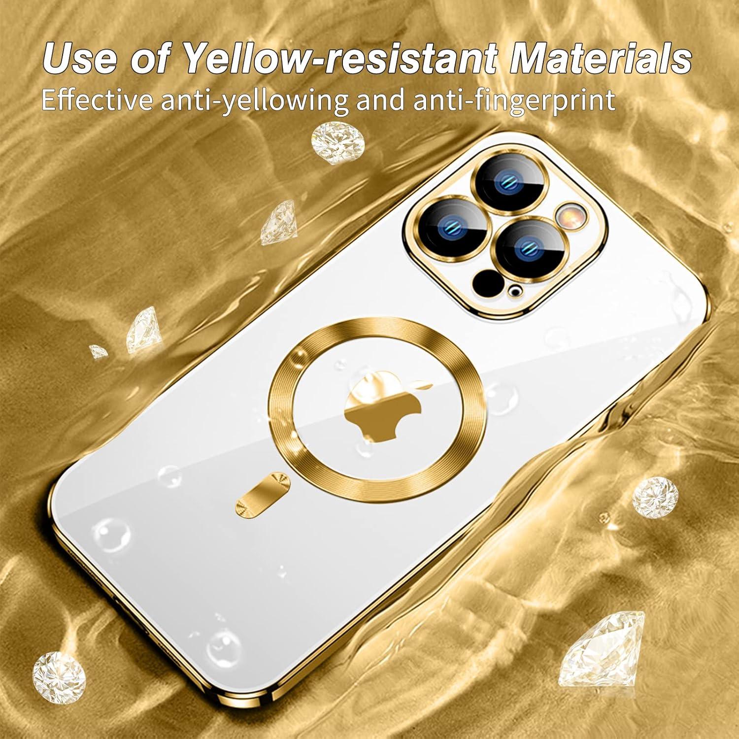 Klare Magnetische Handyhülle für iPhone 12 Pro Max MagSafe Gold