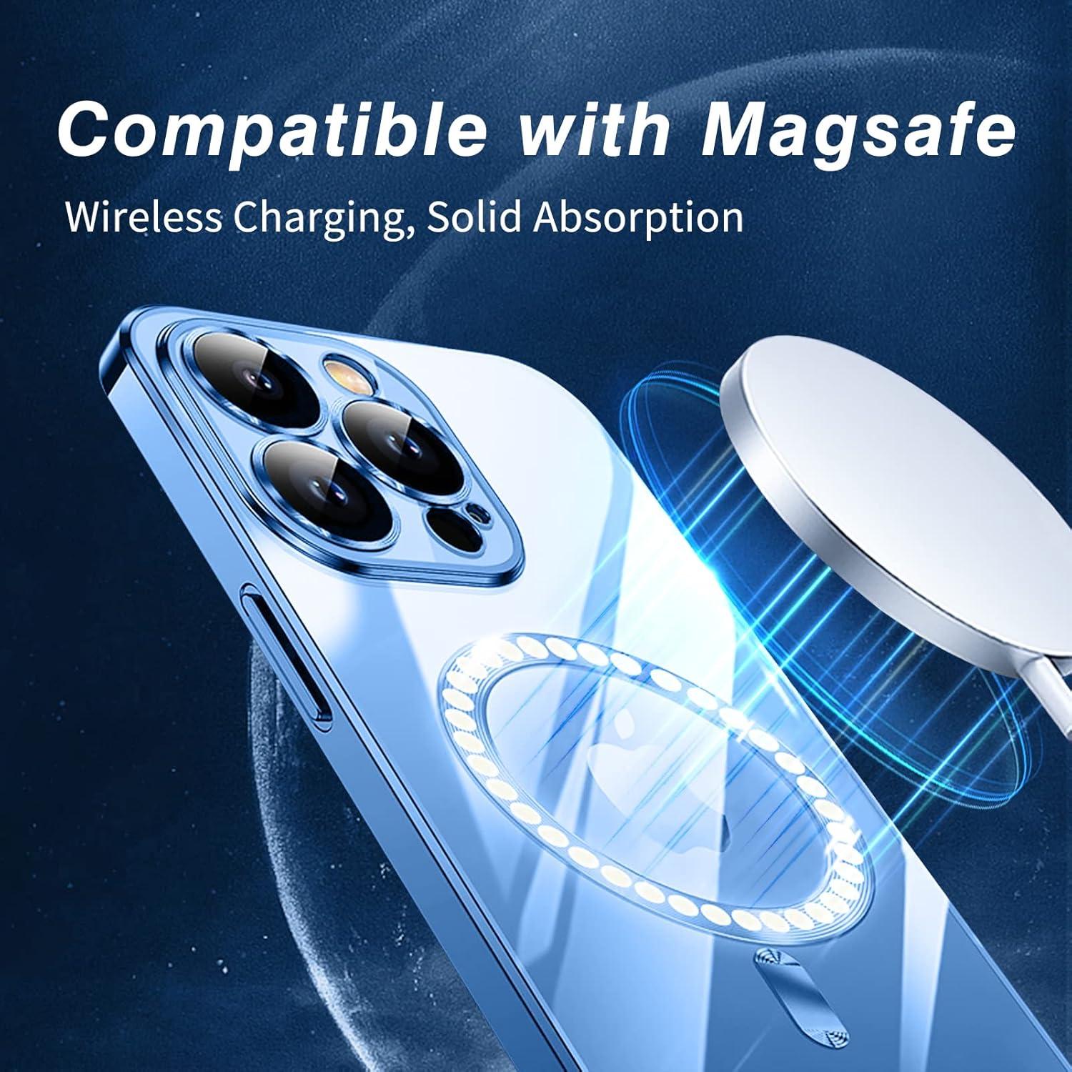 Klare Schlanke Magnet iPhone 12 Pro Hülle Blau MagSafe Anti-Fingerabdruck