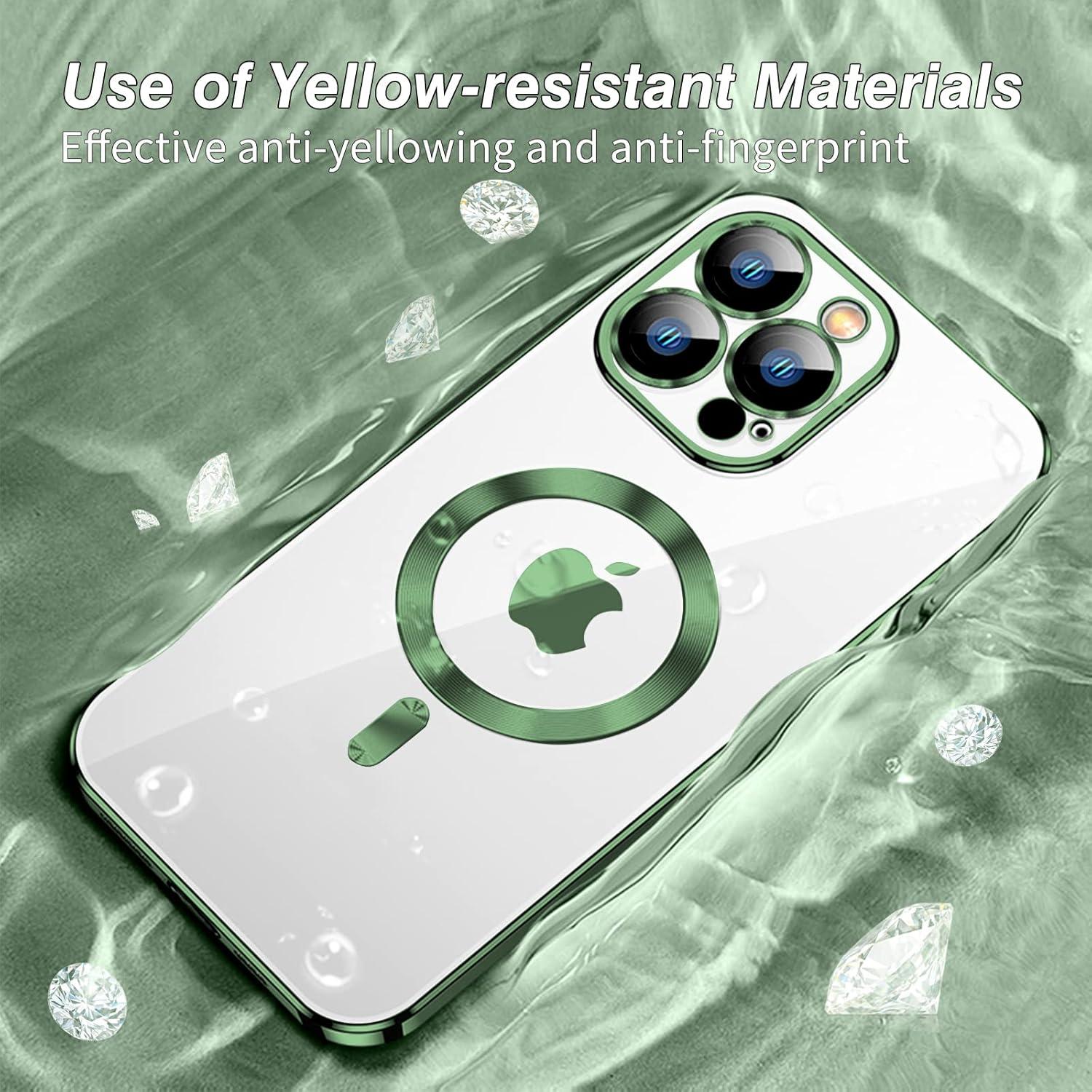 Klare Magnet Hülle für iPhone 12 Pro MagSafe Grün Anti-Fingerabdruck