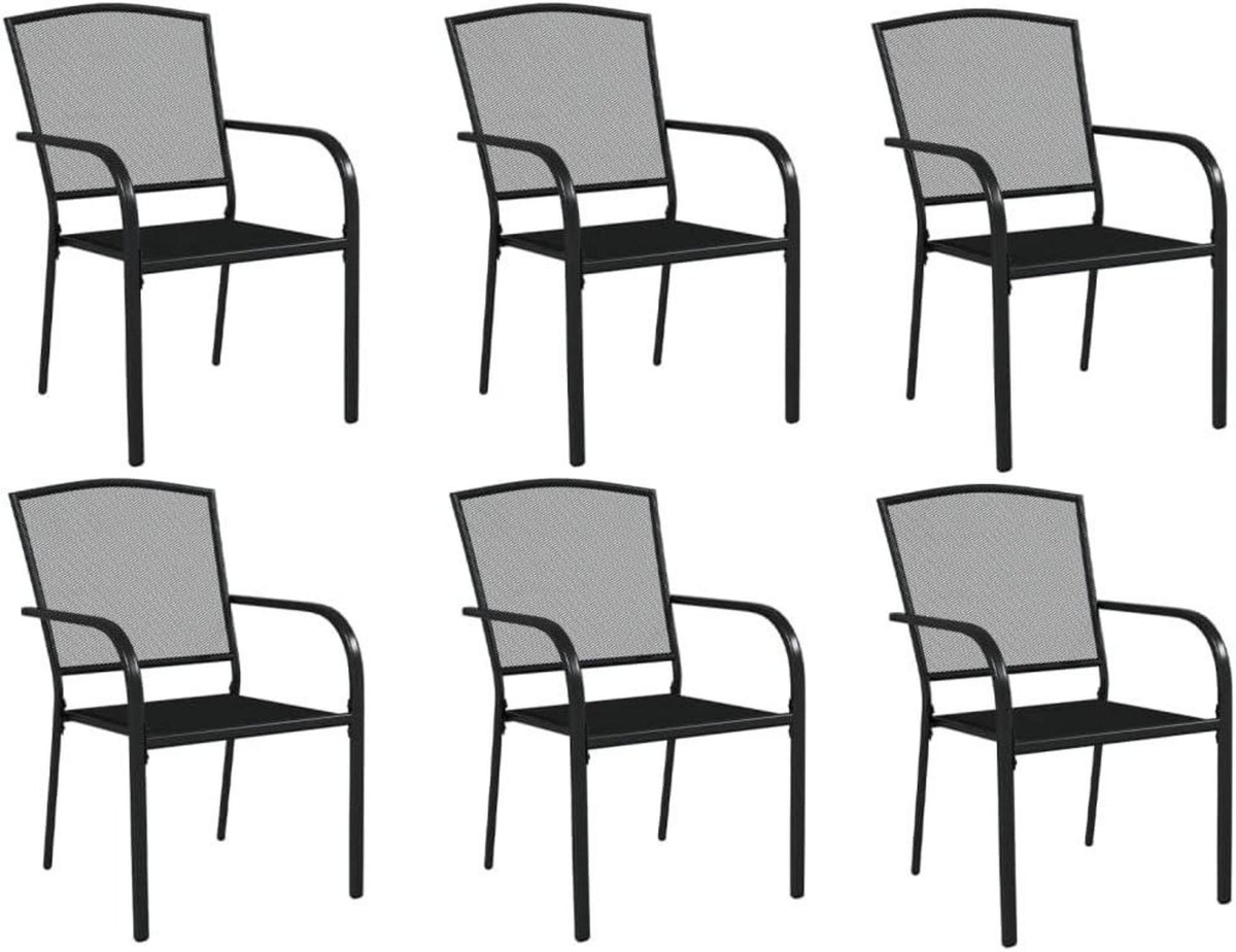vidaXL Garten Essgruppe 7-tlg. Anthrazit Stahl Stapelbar