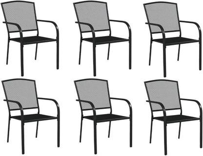 vidaXL Garten Essgruppe 7-tlg. Anthrazit Stahl Stapelbar