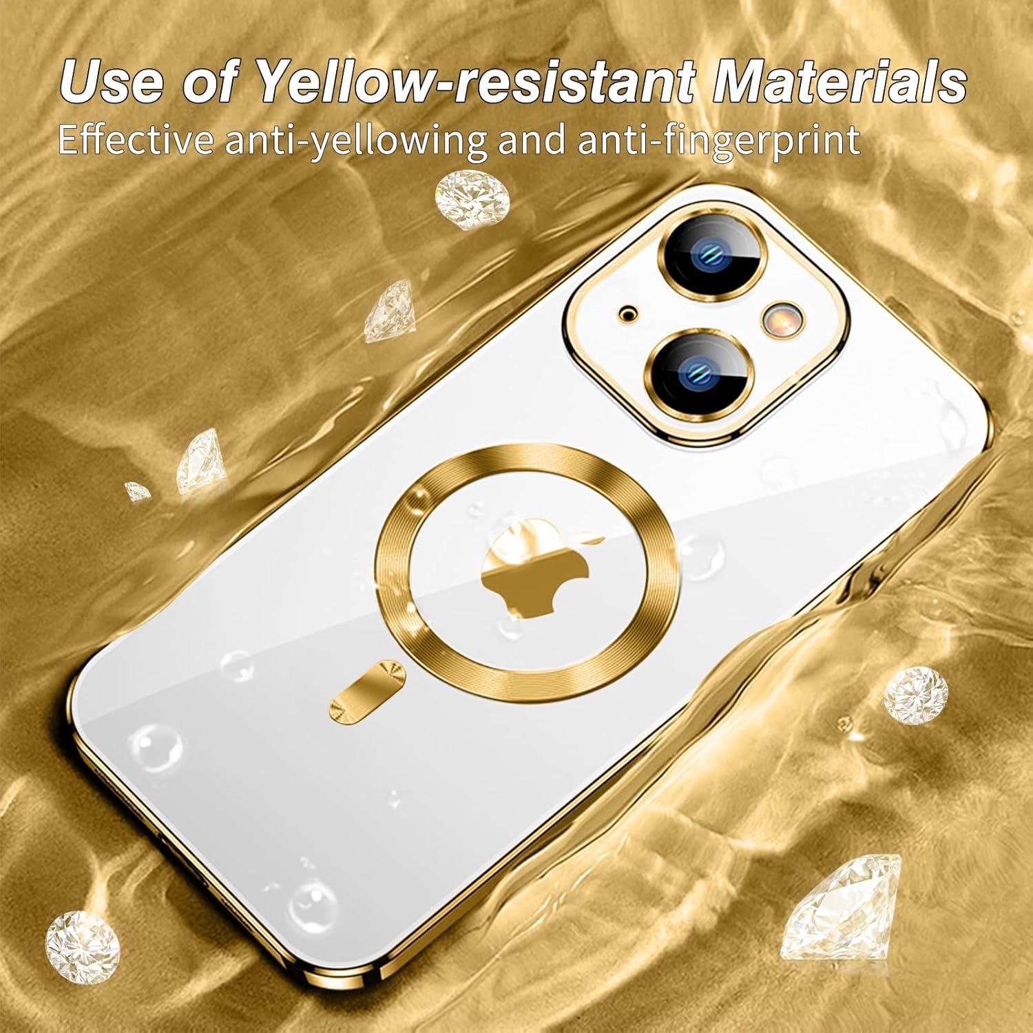 Magnetische Schlanke Hülle für iPhone 13 Gold MagSafe Anti-Fingerabdruck