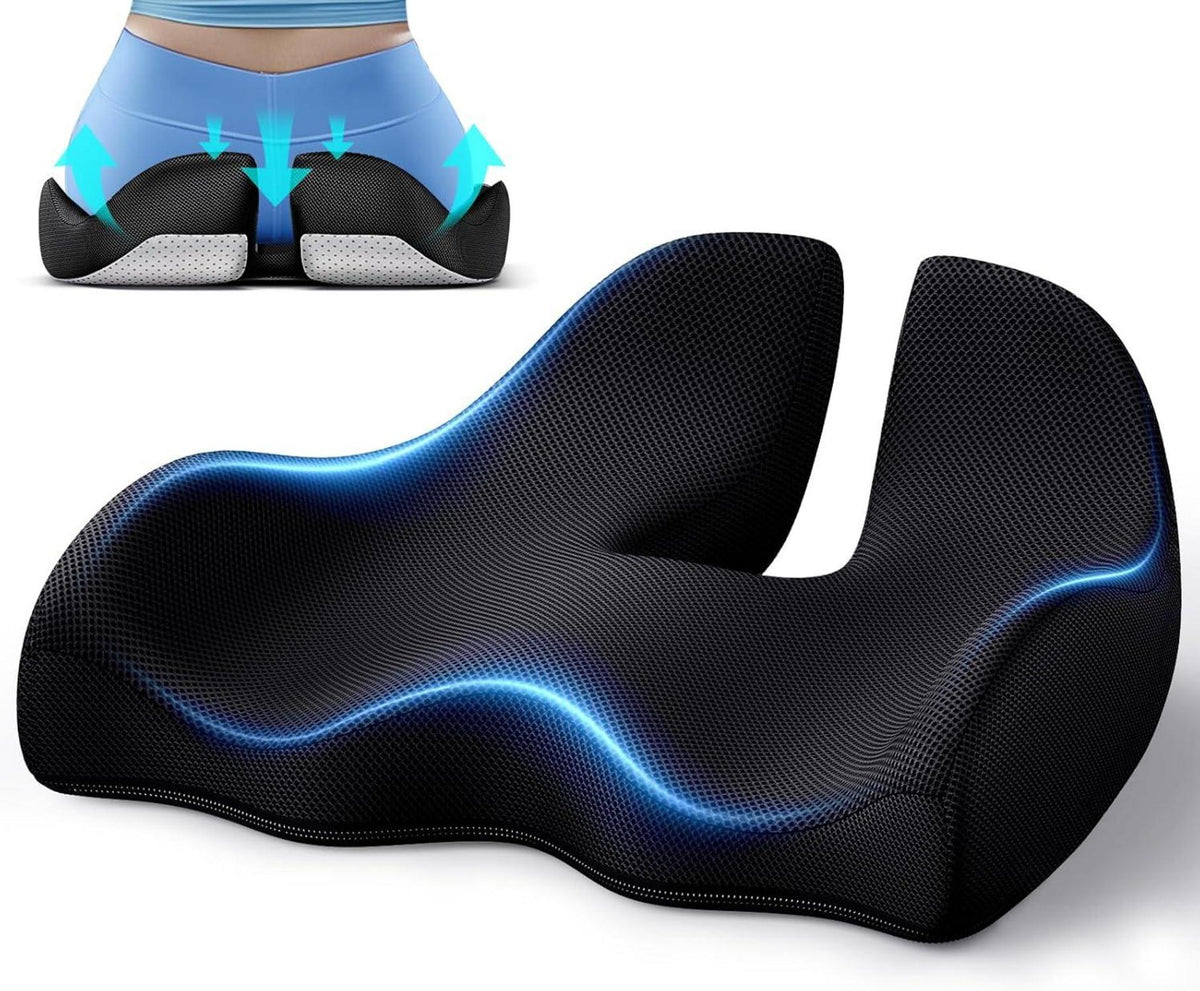 Ergonomisches Memory-Foam Sitzkissen für Büro & Auto, Schwarz