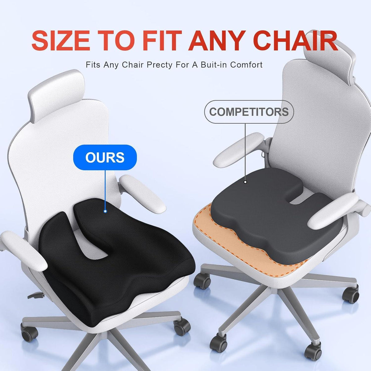 Ergonomisches Memory-Foam Sitzkissen für Bürostuhl Schwarz