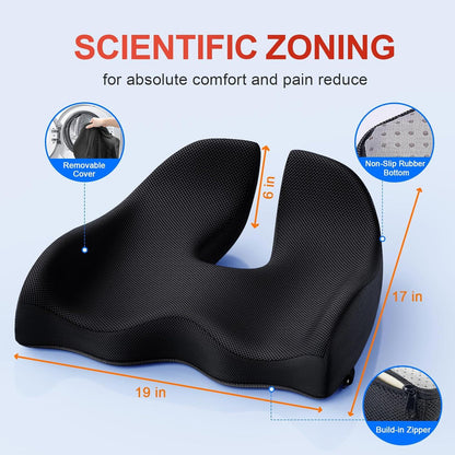 Ergonomisches Sitzkissen für Bürostuhl Auto Schwarz Memory-Foam