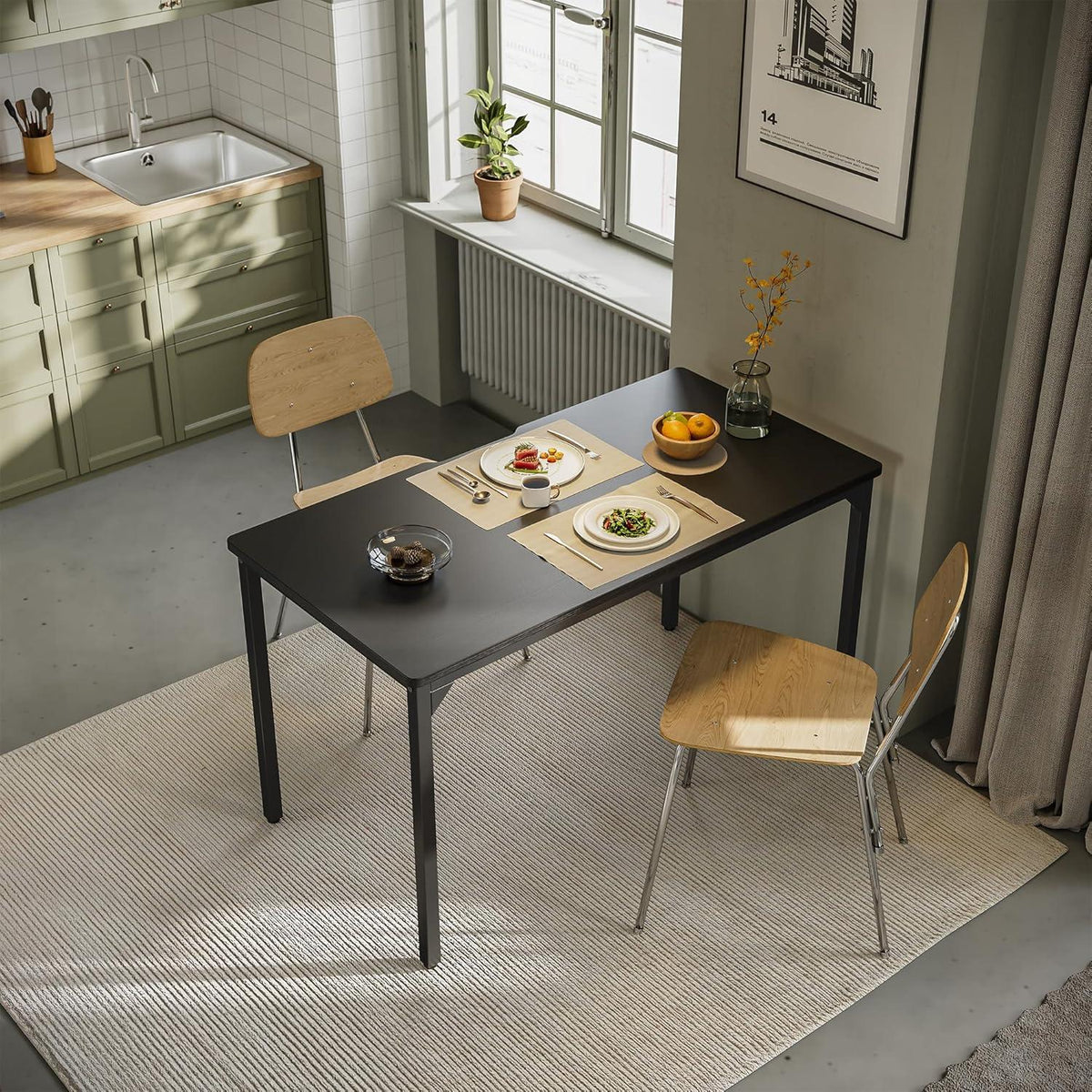 Kleiner CubiCubi Schreibtisch Schwarz 100x48x75 cm Industriedesign