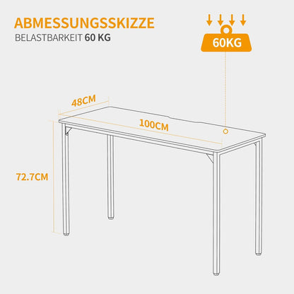Schreibtisch PC Tisch Industriedesign Hellbraun 100x48x75cm