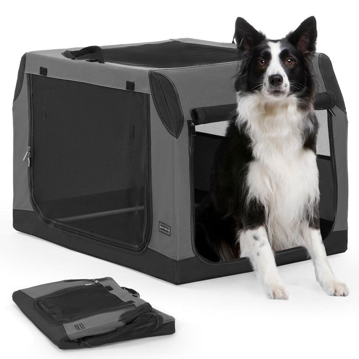 Faltbare Hundebox Auto – Grau, Verstellbar & Sicher