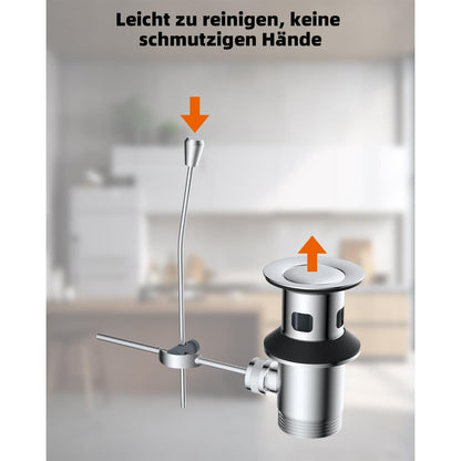 Waschbecken Ablaufgarnitur mit Zugstange und Überlauf 1 1/4 Zoll