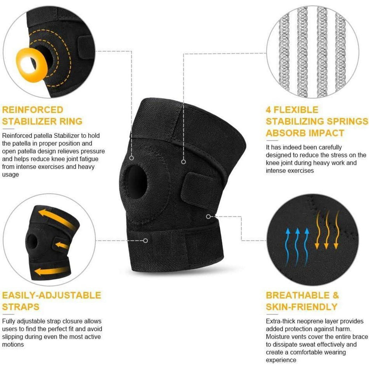 Sport Kniebandage für Männer Damen, Verstellbare Patella