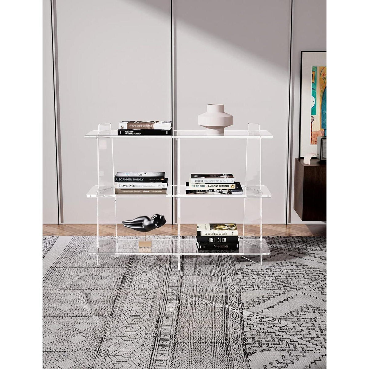 Acryl Konsolentisch mit 3 Etagen – Modernes Bücherregal 100x30x80cm