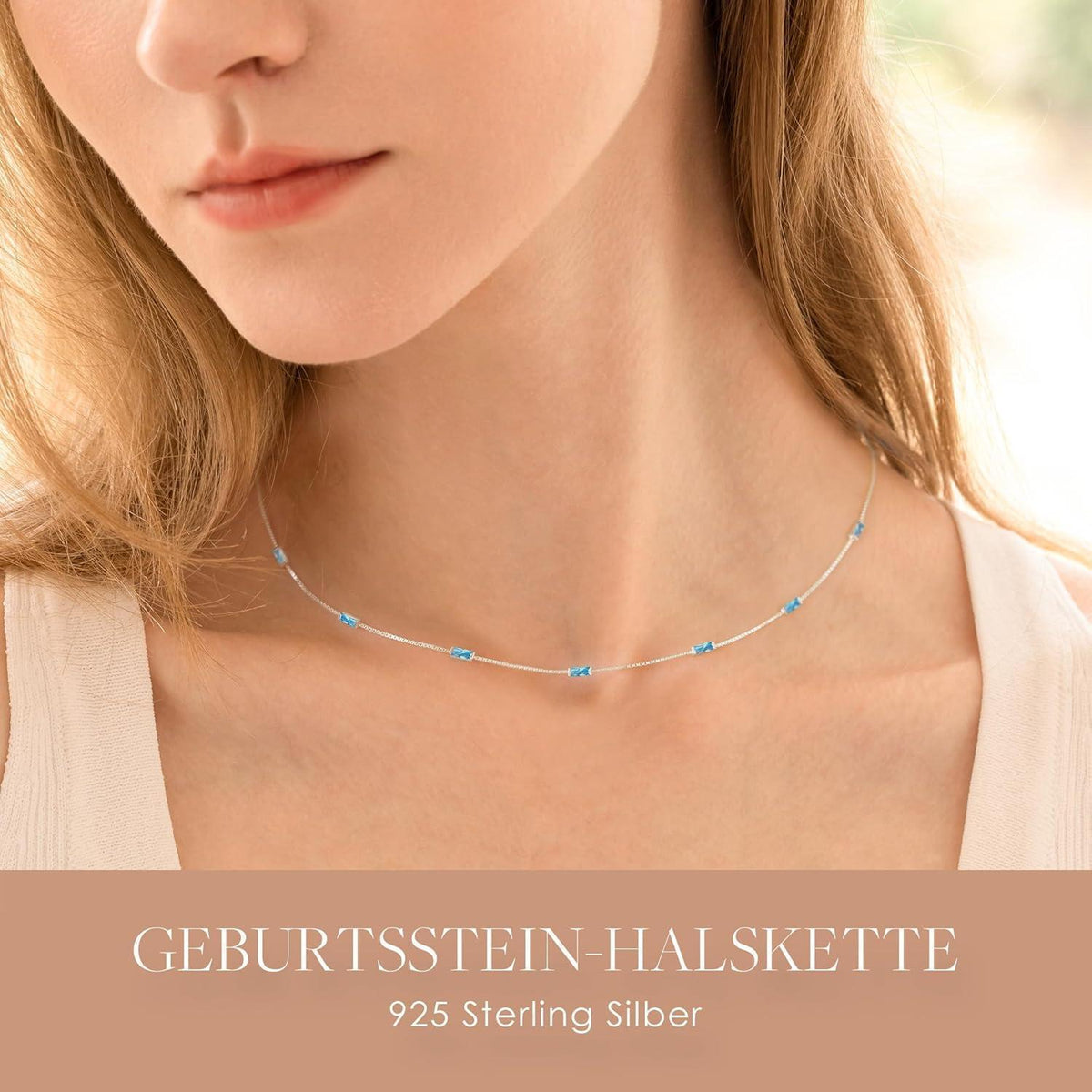 Halskette Damen 925 Silber vergoldet mit Geburtsstein