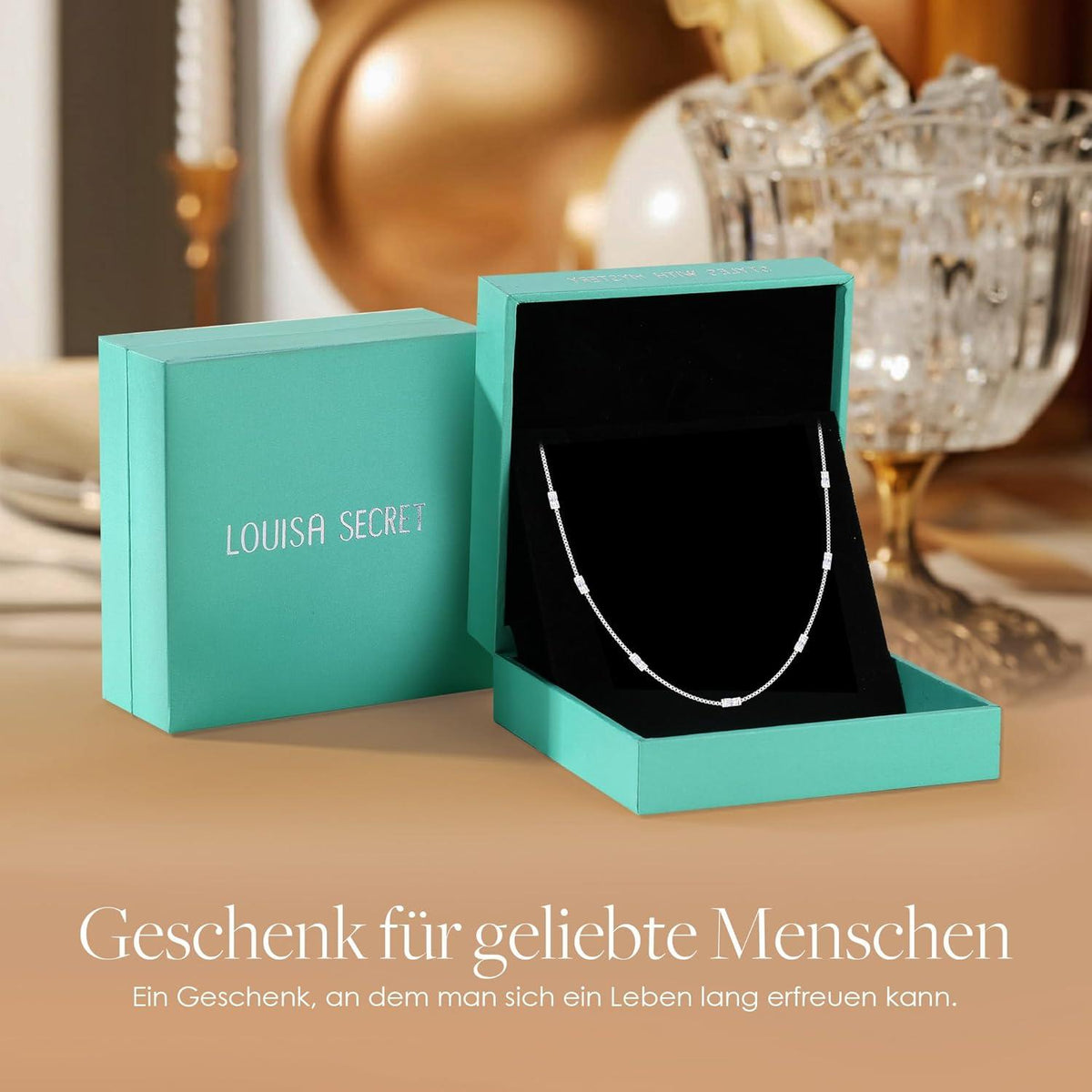 Kette Damen 925 Sterling Silber Vergoldet Halskette Geburtsstein