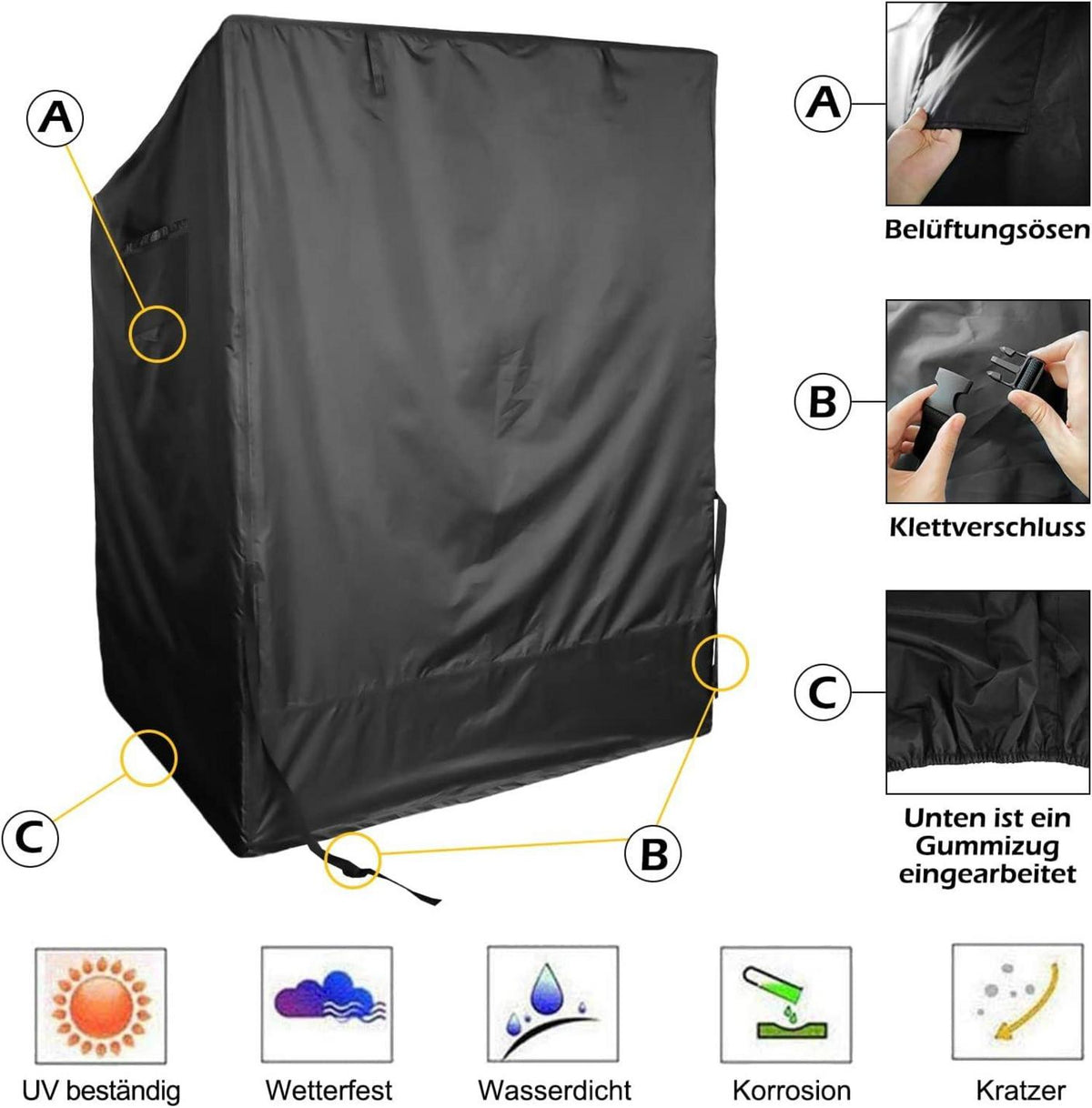 Strandkorb Schutzhülle 600D Oxford 2 Sitzer 110cm 120cm