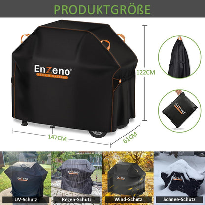 Wetterfeste Grillabdeckung für Gasgrills, 147cm, Schwarz