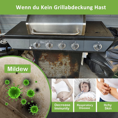 Wetterfeste Grillabdeckung für Gasgrills, 147cm, Schwarz