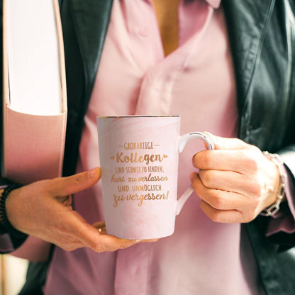 Abschiedsgeschenk Kollegin 400ml Marmor Kaffeetasse Spruch