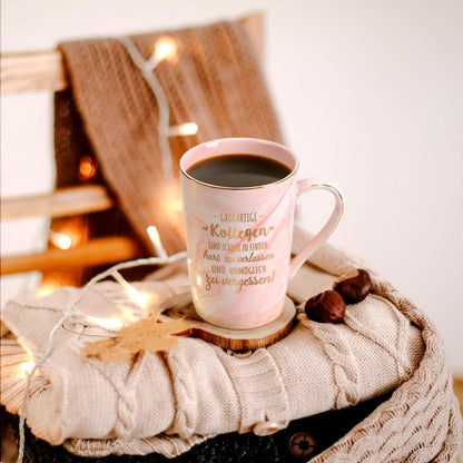 Abschiedsgeschenk Kollegin 400ml Marmor Kaffeetasse Spruch