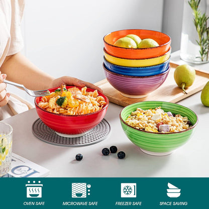 vancasso BONITA Steinzeug Schüsselset 6-teilig Mehrfarbig 27 Oz - Salat- & Nudelschalen Set