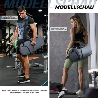 Sporttasche 25L für Damen und Herren, mit Schuhfach
