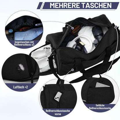 Sporttasche mit Schuhfach & Nassfach, 25L Schwarz